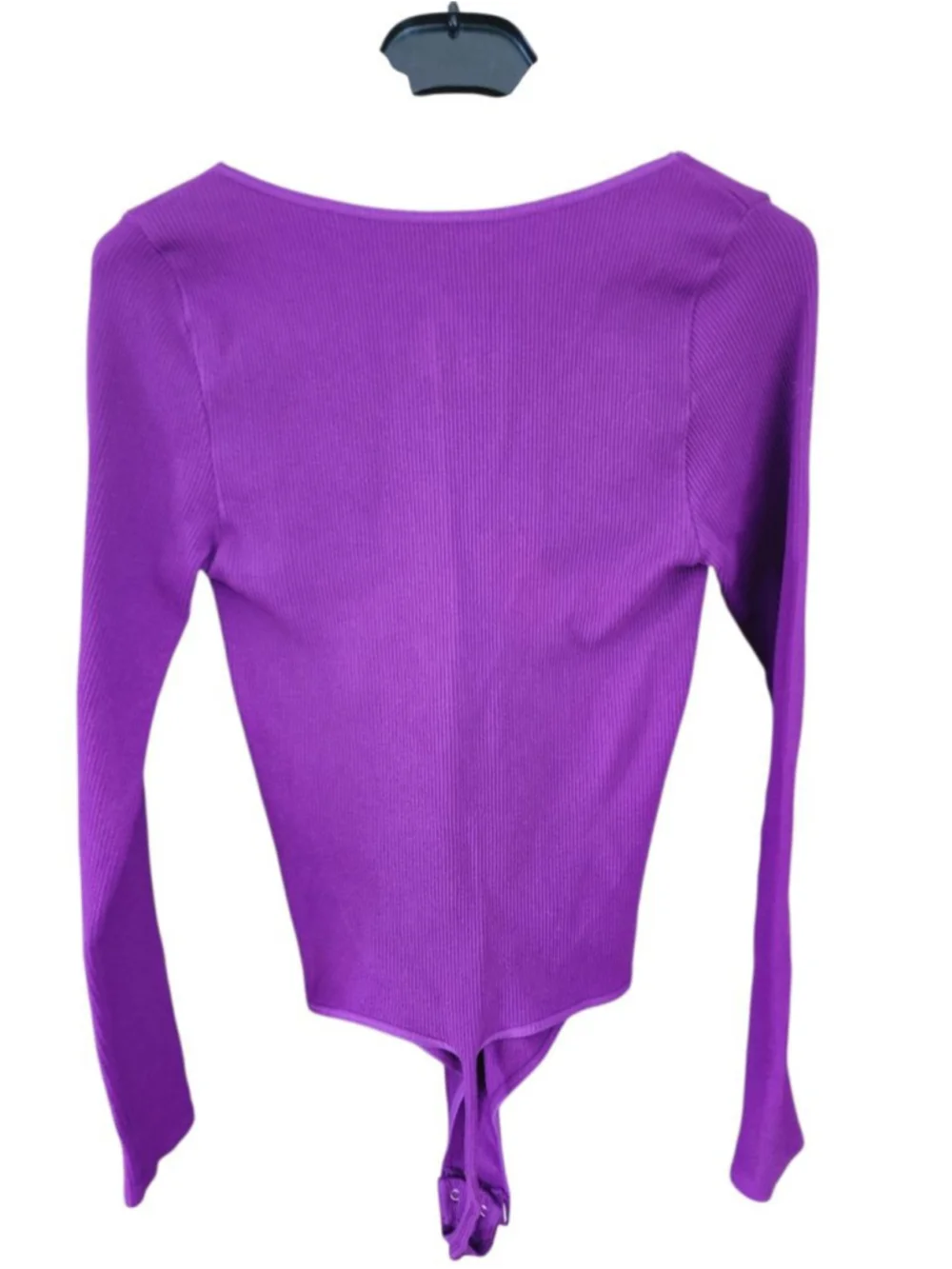 FREE PEOPLE Meg Purple Ribbed Long Sleeve V-Neck Bodysuit M‎ L
